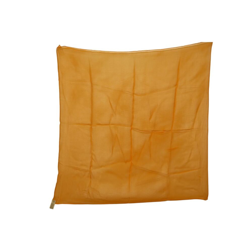 Up & Up Vintage Orange 100% Pure Silk Sheer Square Scarf 24x25 Retro Fashion Mod